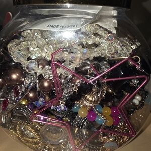 Assorted Jewelry in Glass Bowl
